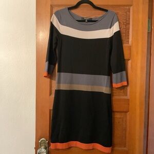 Nine West Black and Orange Colorblock Dress